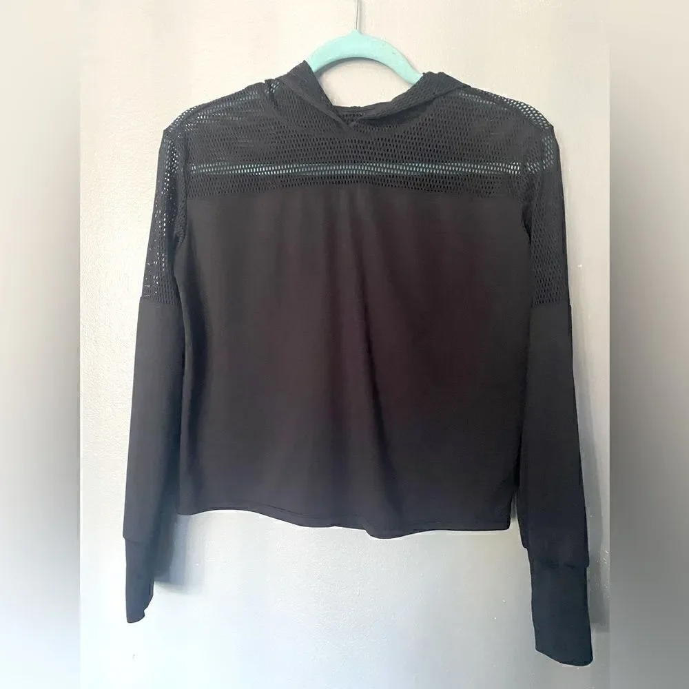 Zella Girl Pullover Hoodie Black Lounge Cozy Long Sleeve Thumb hole XL
